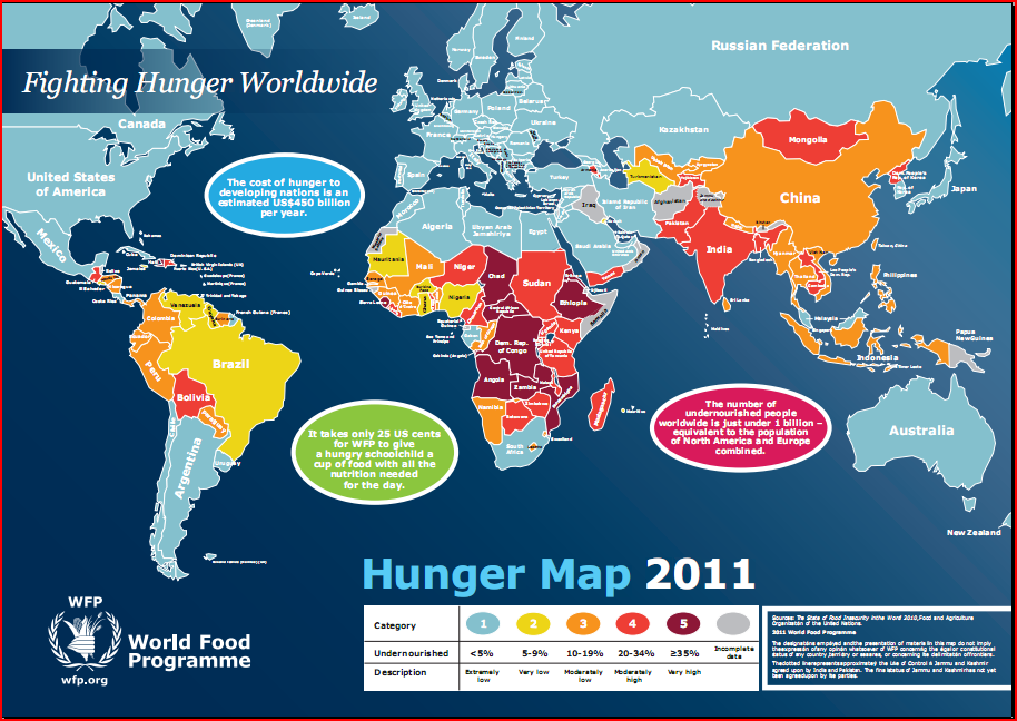 Карта голода Земли 2011