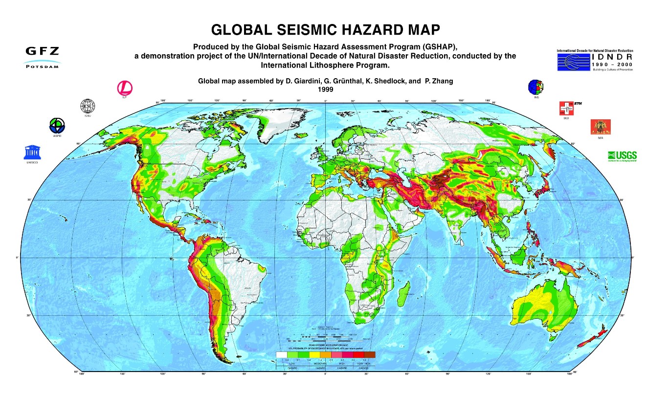 Карта землетрясений. Сейсмоопасные зоны. Зоны землетрясений.