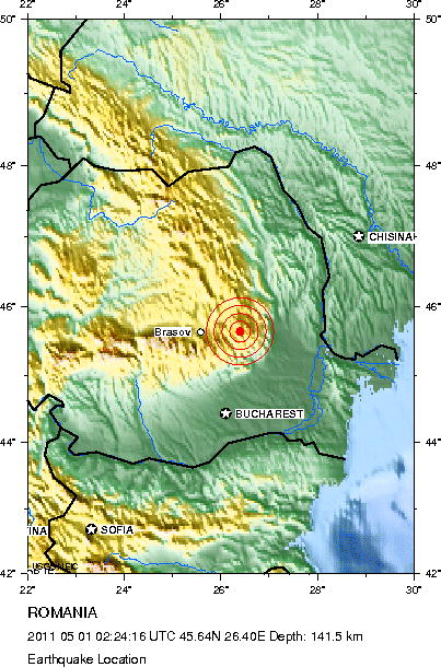 Землетрясение в Румынии, Украине и Молдове 01.05.2011