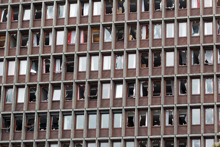 последствия взрыва в Осло, Норвегия, июль 2011 года, разрушения, спасательные работы