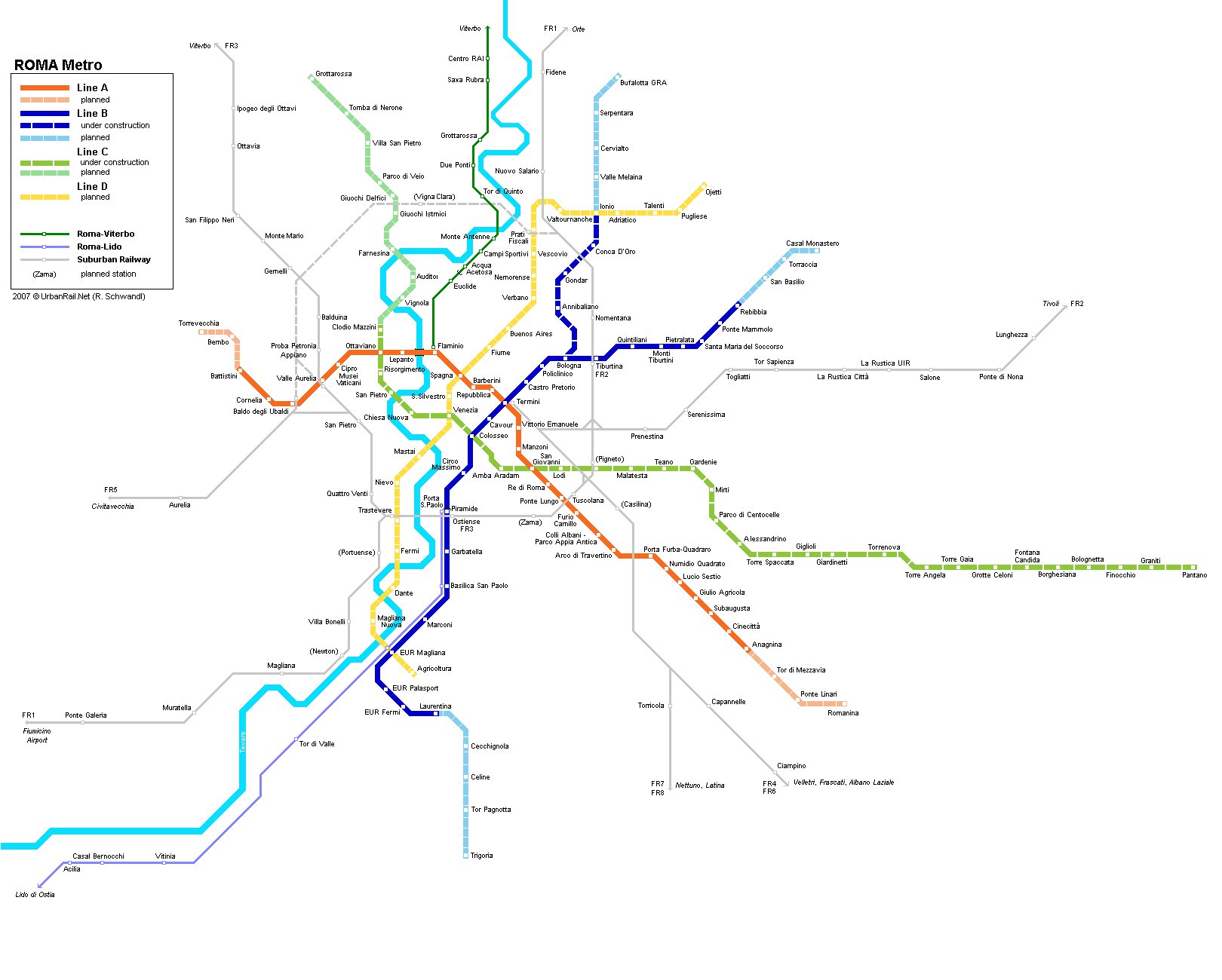 карта метро Рима