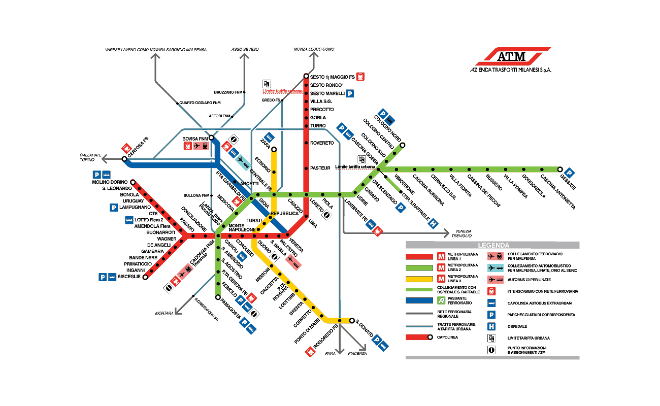 карта метро Милана