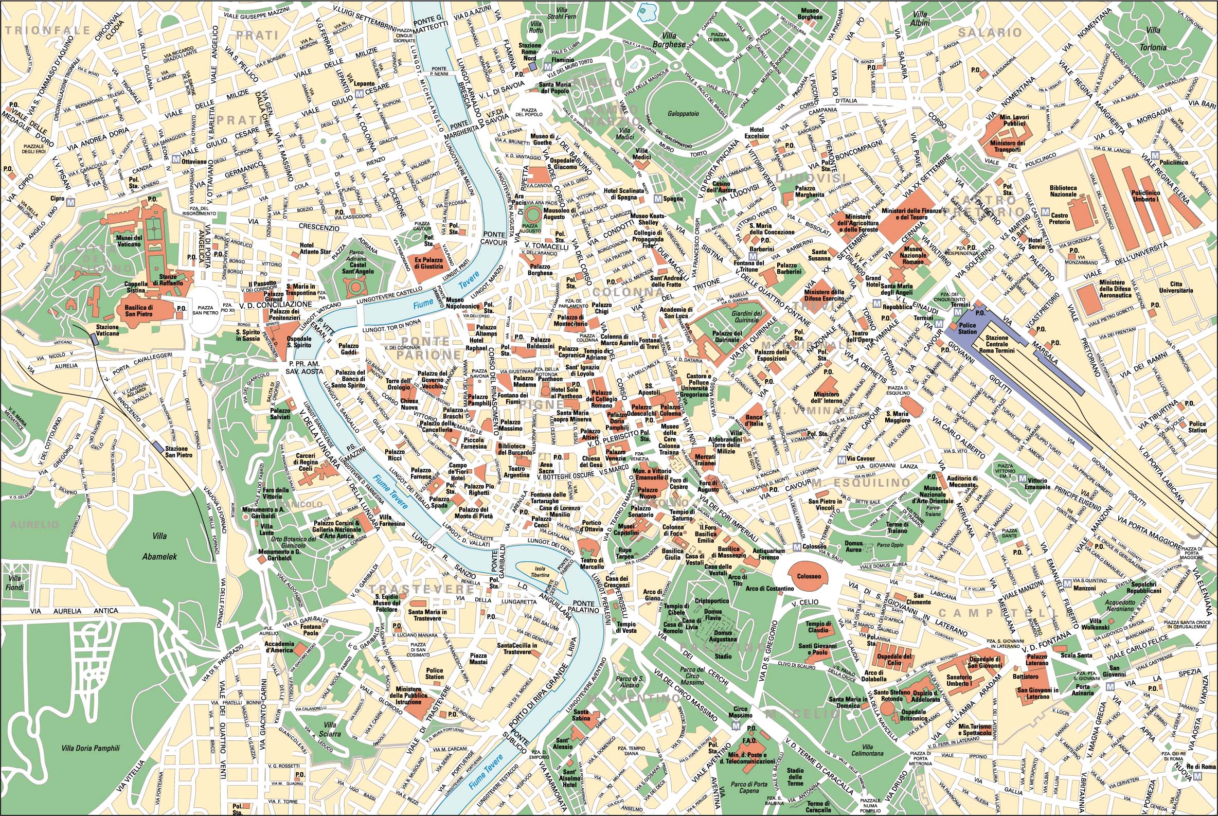 подробная карта Рима