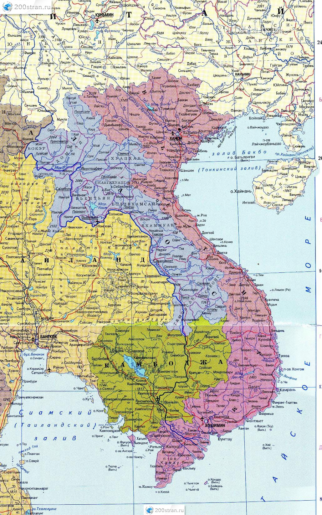 подробная карта Вьетнама на русском языке