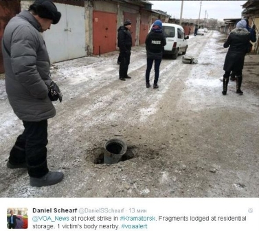 фото с места обстрела в Краматорск 10 февраля 2015 