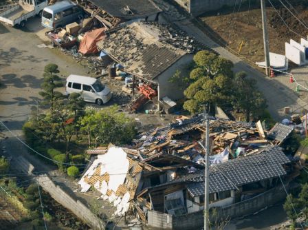 последствия землетрясения в Японии 14 апреля 2016
