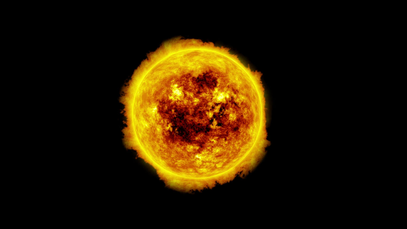 Солнечная атмосфера Солнца изолирована на черном фоне